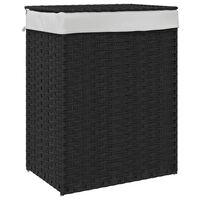 vidaXL Kosz na pranie z pokrywą, czarny, 46x33x60 cm, polirattan