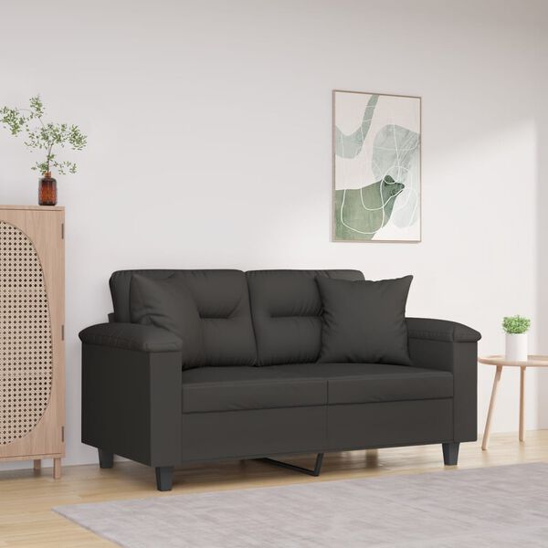 vidaXL 2-osobowa sofa z poduszkami, ciemnoszara, 120 cm, mikrofibra