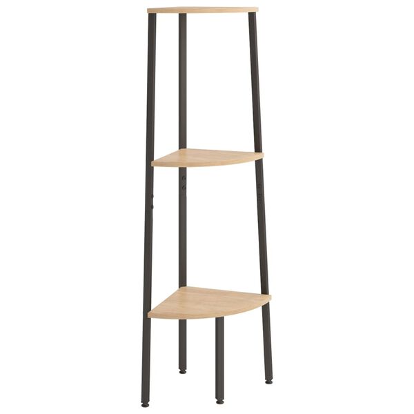 vidaXL Regał narożny, 3 p&oacute;łki, jasnobrązowo-czarny, 45,5x31,5x120 cm