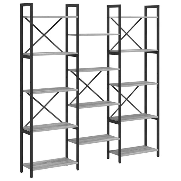 vidaXL P&oacute;łka na książki Szary dąb sonoma 156 x 25 x 167 cm