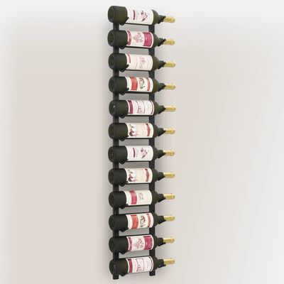 vidaXL Ścienny stojak na 12 butelek wina, czarny, żelazny