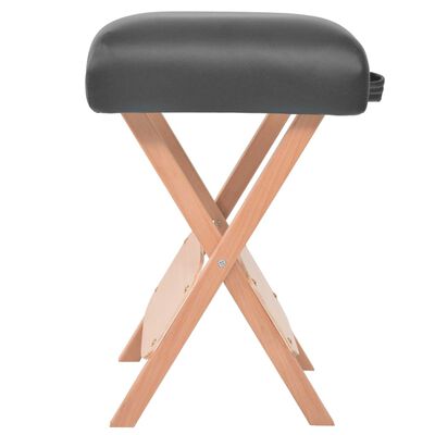 vidaXL Składany stół do masażu ze stołkiem, 3-strefowy, czarny