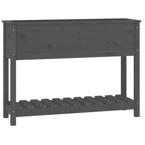 vidaXL Donica z p&oacute;łką, szara, 111,5x34,5x81 cm, lite drewno sosnowe