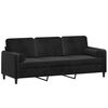 vidaXL 3-osobowa sofa z poduszkami, czarna, 180 cm, aksamit