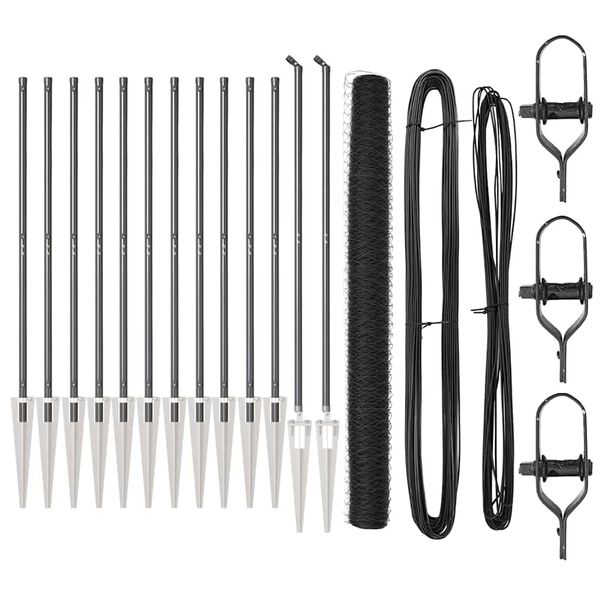 vidaXL Słupek ogrodzeniowy. Szary 25 x 1,5 m (siatka 50 mm) Stal