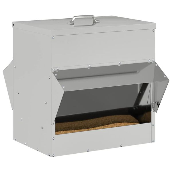 vidaXL Karmnik dla kur Srebrny 40,5 x 45 x 41 cm Stal Galwanizowana