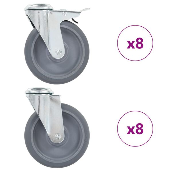 vidaXL 16 k&oacute;łek skrętnych z otworem na śrubę, 125 mm