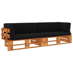 vidaXL Sofa 2-os. z palet, z poduszkami, miodowy brąz, drewno sosnowe