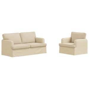vidaXL Sofa 2 pcs Kremowy 162 x 80 x 85 cm tkanina