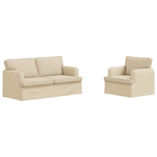 vidaXL Sofa 2 pcs Kremowy 162 x 80 x 85 cm tkanina