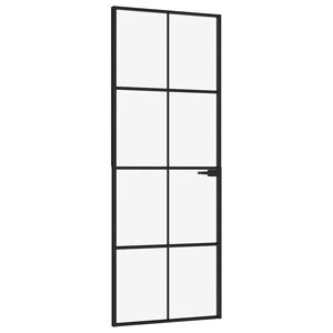 vidaXL Drzwi wewnętrzne, czarne, 76x201,5 cm, szkło i aluminium