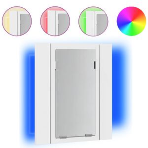 vidaXL Szafka łazienkowa z lustrem i LED, biała, 40x12x45 cm, akryl