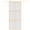 vidaXL Drzwi przesuwne, złote, 90x205 cm, mrożone szkło ESG, aluminium