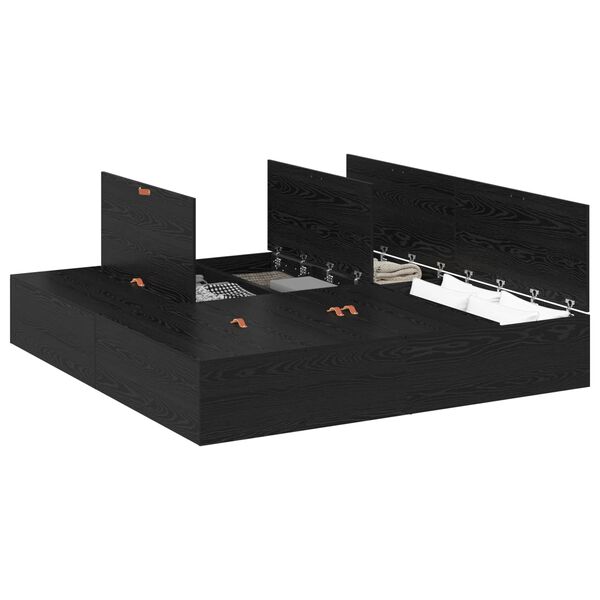 vidaXL Rama ł&oacute;żka z miejscem na przechowywanie Czarny Dąb 200 x 200 cm