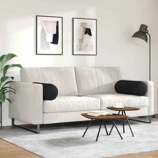 vidaXL Poduszki Wałkowe 2 pcs Czarny Ø 25 x 70 cm tkanina