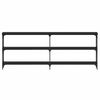 vidaXL Konsola Czarny dąb 200 x 29 x 75 cm Drewno inżynieryjne i metal