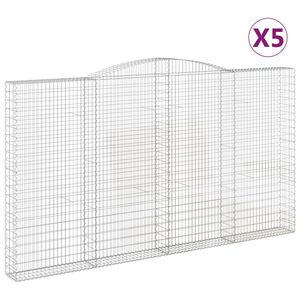 vidaXL Kosze gabionowe, 5 szt, 400x30x220/240 cm, galwanizowane żelazo