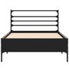 vidaXL Rama łóżka, czarna, 90x190 cm, materiał drewnopochodny i metal