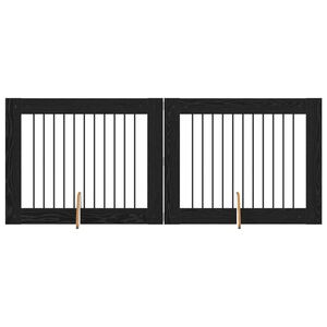 vidaXL Bramka dla ps&oacute;w z podp&oacute;rkami 2 pcs Czarny dąb 100 x 80 cm
