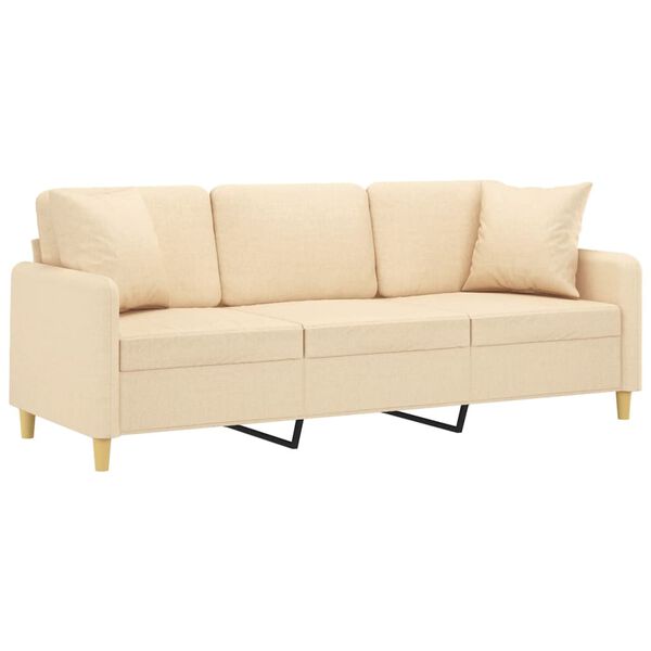 vidaXL 3-osobowa sofa wypoczynkowa z poduszkami, kremowa, 180 cm