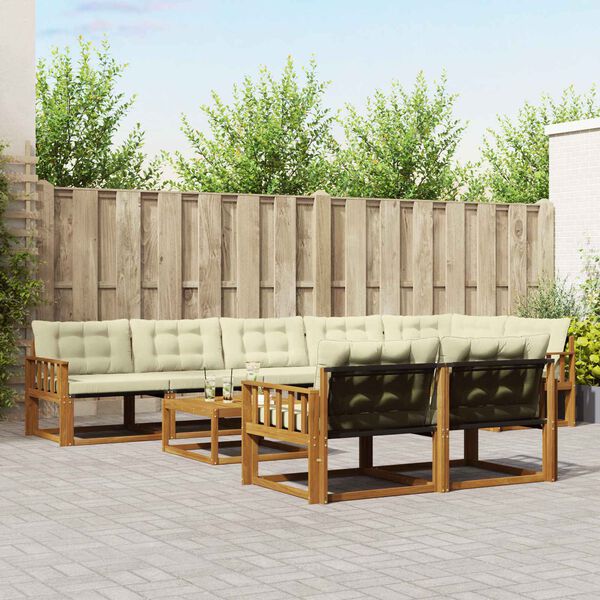 vidaXL Zestaw sof na zewnątrz z poduszką 9 pcs Naturalny i Kremowy