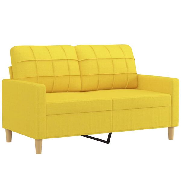 vidaXL 2-osobowa sofa z poduszkami, jasnoż&oacute;łta, 120 cm, tkanina