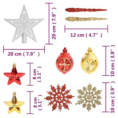 vidaXL 108-cz. zestaw ozdób świątecznych, złoto i czerwień