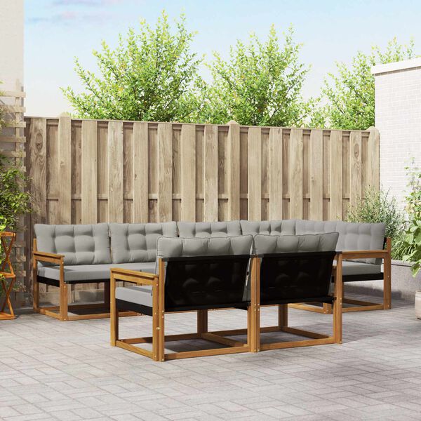 vidaXL Zestaw sof na zewnątrz z poduszką 7 pcs Naturalny i Jasny Szary