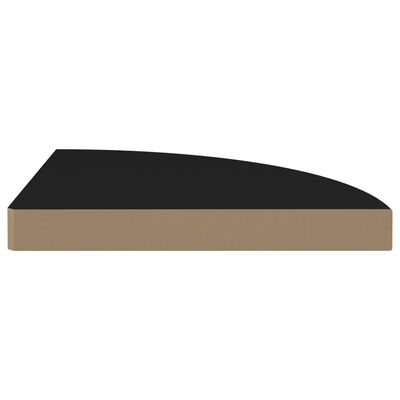 vidaXL Narożna półka ścienna, czarna, 35x35x3,8 cm, MDF
