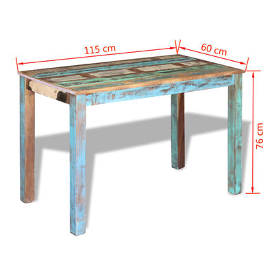 vidaXL Stół do jadalni z drewna odzyskanego, 115x60x76 cm