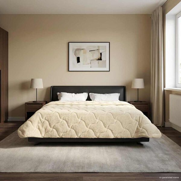 vidaXL Zimowa Kołdra Kremowy 220 x 240 cm Mikrofibra i Fleece Teddy