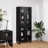 vidaXL Highboard 2 pcs Czarny Dąb Drewno inżynieryjne i szkło