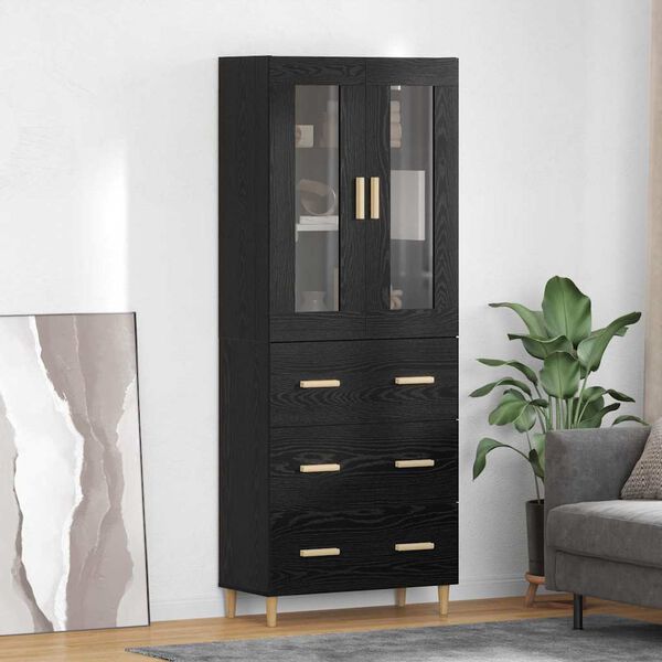 vidaXL Highboard z szufladą Czarny Dąb 69,5 x 34 x 180 cm