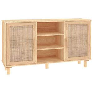 vidaXL Kredens, brązowa, 105x30x60 cm, lita sosna i naturalny rattan