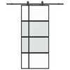 vidaXL Drzwi przesuwne z zestawem okuć czarne 90x205cm szkło hartowane