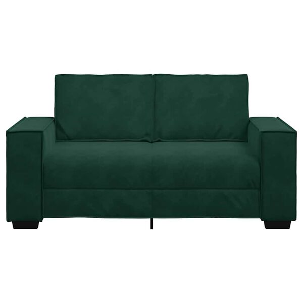 vidaXL Sofa 2-osobowa, ciemnozielona, 160x78x84 cm, tapicerowana aksamitem