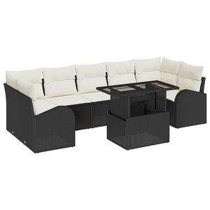 vidaXL Zestaw Sof na Ogr&oacute;d z poduszką 8 pcs Czarny Rattan poli