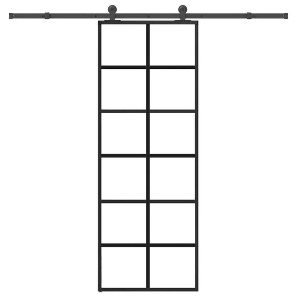 vidaXL Drzwi przesuwne z osprzętem, szkło ESG i aluminium, 76x205 cm