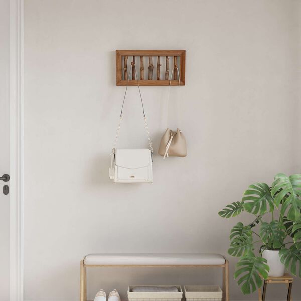 vidaXL Wieszak Brązowy 50 x 11 x 25 cm Lite drewno mahoniowe