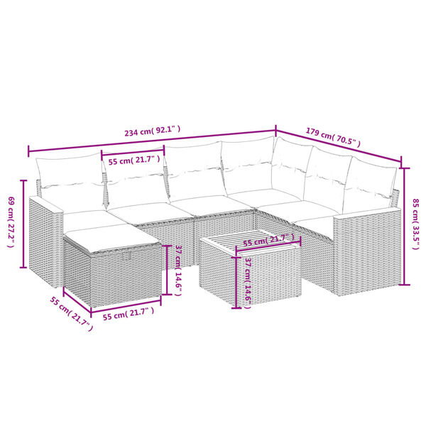 vidaXL 8-cz. zestaw wypoczynkowy do ogrodu, z poduszkami, czarny