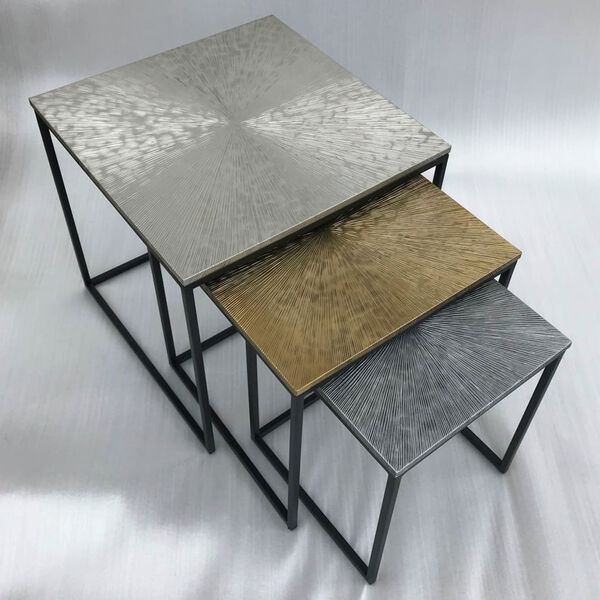 HSM Collection 3-cz. zestaw stolik&oacute;w kawowych Fletcher, kwadratowy