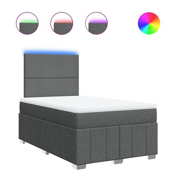 vidaXL Ł&oacute;żko kontynentalne z materacem, ciemnoszara tkanina 120x200 cm