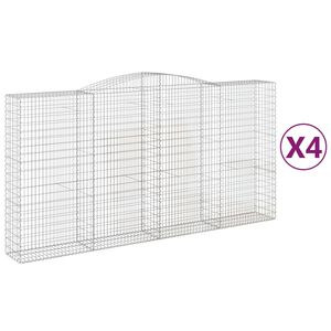 vidaXL Kosze gabionowe, 4 szt, 400x50x200/220 cm, galwanizowane żelazo