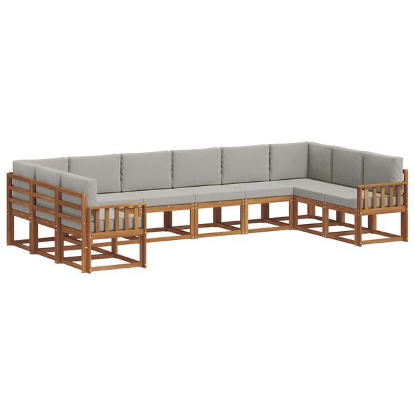 vidaXL Zestaw sof na zewnątrz 10 pcs Naturalny i Jasny Szary