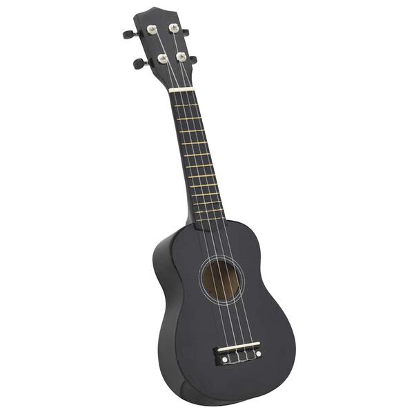 vidaXL Ukulele sopranowe z pokrowcem, dla dzieci, czarne, 23"