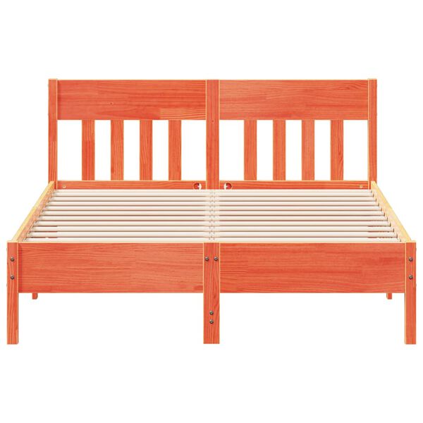 vidaXL Rama ł&oacute;żka bez materaca, woskowy brąz, 140x190 cm, lita sosna