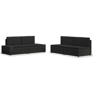 vidaXL 4-cz. zestaw wypoczynkowy do ogrodu, rattan PE, czarny