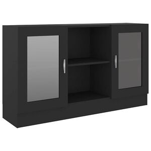 vidaXL Witryna, czarna, 120x30,5x70 cm, materiał drewnopochodny