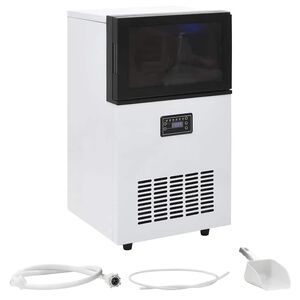 vidaXL Kostkarka do lodu, czarna, 45 kg / 24 h