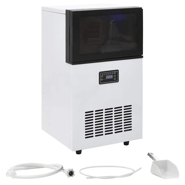 vidaXL Kostkarka do lodu, czarna, 45 kg / 24 h